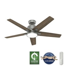 Hunter Express Acela 52" LED Indoor Matte Silver Ceiling Fan w/ Remote Light Kit - $144.14