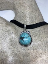 Vintage Tibétain Turquoise Collier Argent Ras Du Cou Pendentif - £56.08 GBP