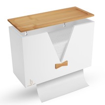 Bamboo Paper Towel Dispenser, Paper Towel Holder With Lid For Home And Commercia - $61.99