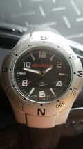 MEN&#39;S SHARP ANALOG SPORT WATCH BLACK RESIN BAND BLACK DIAL JAPAN MOVENT - $22.00