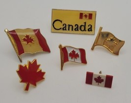 Canadian Vintage Collectible Pins Lapel Hat Pin Lot of 6 Canada Flag Map... - $24.55