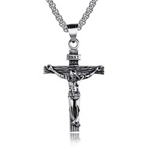 ZORCVENS Cross INRI Crucifix Piece Pendant &amp; Necklace Gold Color Stainless Steel - £14.05 GBP