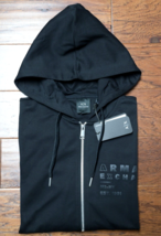 Armani Exchange $170 A|X Men&#39;s Full Zip Black Cotton Hooded Jacket Hoodie XL - $65.99