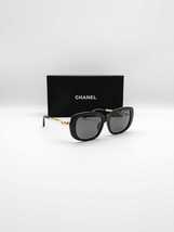 Brand New CHANEL 5427H Pearl Square Polarized Sunglasses-Black &amp; Gold - £291.28 GBP