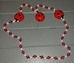 Vintage Mardi Gras Beads Necklace Red Black Ladybugs NOLA New Orleans - £8.58 GBP