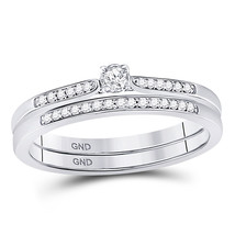 10k White Gold Round Diamond Bridal Wedding Engagement Ring Band Set 1/8... - $5,585.90 MXN