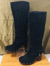 UGG Arroyo 3363 Weave Black Suede Leather Clog Knee High Boots US 8 - $198.00