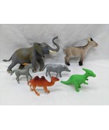 Lot Of (6) Animal Toys 2-6&quot; Horse Camel Elephant Goat Cow Dino - $263.43 MXN