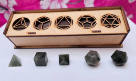 Natural Labradorite Sacred Geometry Set gemstone With Wooden Box 12-15MM Gift - £18.13 GBP