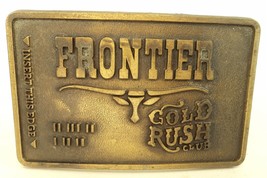 Vintage Frontier Gold Rush Club Brass Belt Buckle - £5.41 GBP