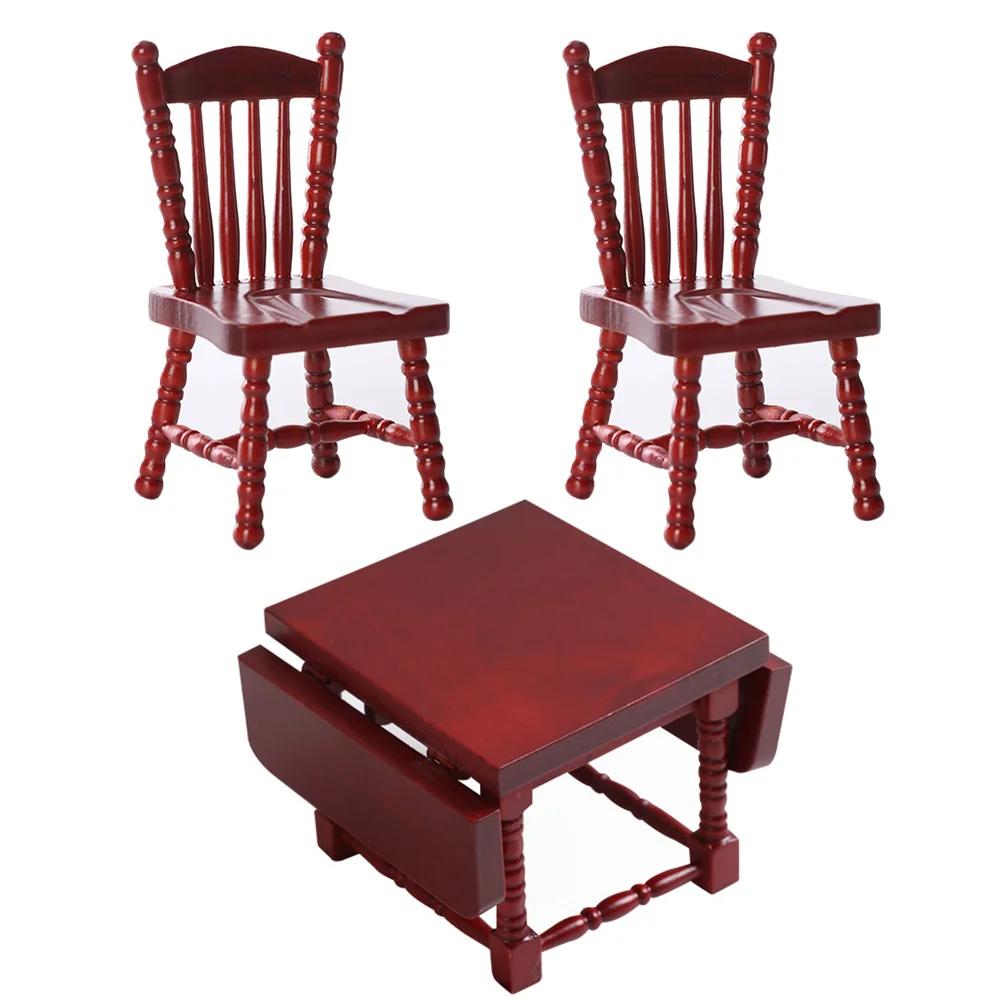 House Dollhouse Folding Table and Chair Set Child Toys Mini Dollhohair W... - $27.64