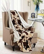 RODEO Brown COW Cowboy Western Soft Sherpa Luxury Throw Light Weight Blanket - £31.93 GBP