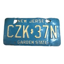 Vintage 90&#39;s Blue New Jersey License Plate CZK 37N Expired Rustic Man Ca... - $15.04