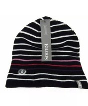 NWT Igloos Womens Striped Reversible Winter Beanie Hat OS Black Pink snow ski - £5.39 GBP