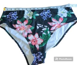  Women&#39;s Size 3X Black Tropical High-Rise Classic Bikini Swim Bottom New - £8.69 GBP