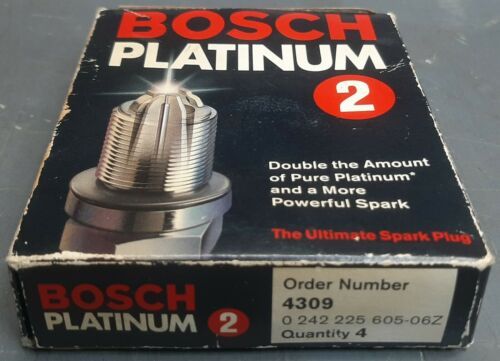 Vintage 2001 Box of 4 Bosch Platinum 2 Double Platinum Spark Plugs No. 4309 Rare - $39.99