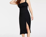 BAR III Women&#39;s Square Neck Sleeveless Ruched Midi Dress Black Size Larg... - £21.93 GBP