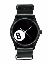 Cheapo CHPO 8 Ball Pool Nero Pelle Cinturino 14227SS Analogico Orologio da Polso - £44.62 GBP