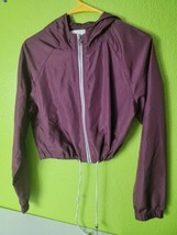 Zine Windbreaker Cropped Womens Size Small Lightweight Jacket Maroon  - £14.51 GBP