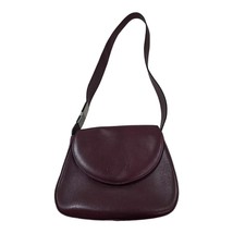 Vintage Calf Leather Shoulder Bag Red Wine Adjustable Strap Buckle Made ... - £50.45 GBP