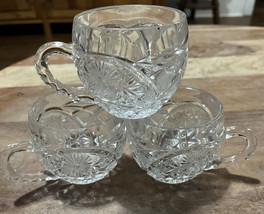 3 Vintage Punch Coffee/Tea Cup • 3&quot; Tall - Etched Lead Crystal - $14.00