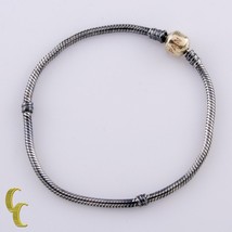 Pandora Sterling Silver &amp; 14k Yellow Gold Snake Chain Bracelet 8 3/8&quot; - £214.34 GBP