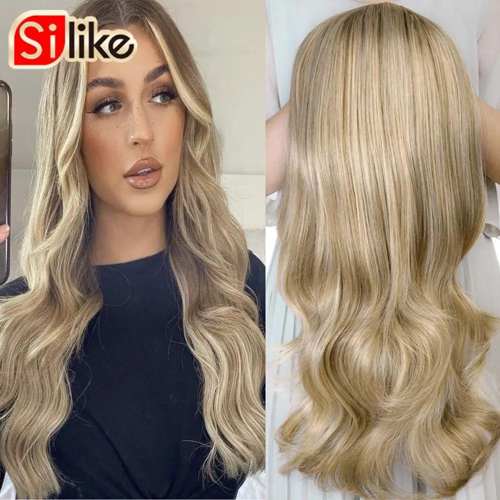 24 Inch Body Wave 3/4 Half Wig Long Synthetic Hair Extensions Ombre Blon - £21.24 GBP+