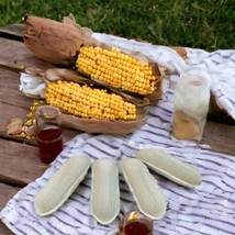 4 VTG White Ceramic Corn On The Cob Plates Dishes Taiwan PIC 9x 3x 1.5 Picnic - £21.88 GBP