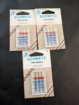 Lot of 3 Package Schmetz Twin 3 Sewing Needles 130/705H ZWI 9 Total NEW - $19.79