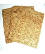 Set of 3 Vintage Placemats BOHO Tikki Woven Straw Rectangular - $14.99