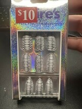 24pc Claire’s Fake False Glue On Black White Fishnet Matte Medium Almond... - $192.63 MXN