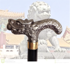 Cane E Foo Dog Ancient Chinese Imperial Guardian Lions Walking Stick Shishi LARP - £35.92 GBP