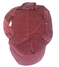 Express Women&#39;s Long Sleeve Blouse Large Burgundy Hidden Button Front Top - $16.82
