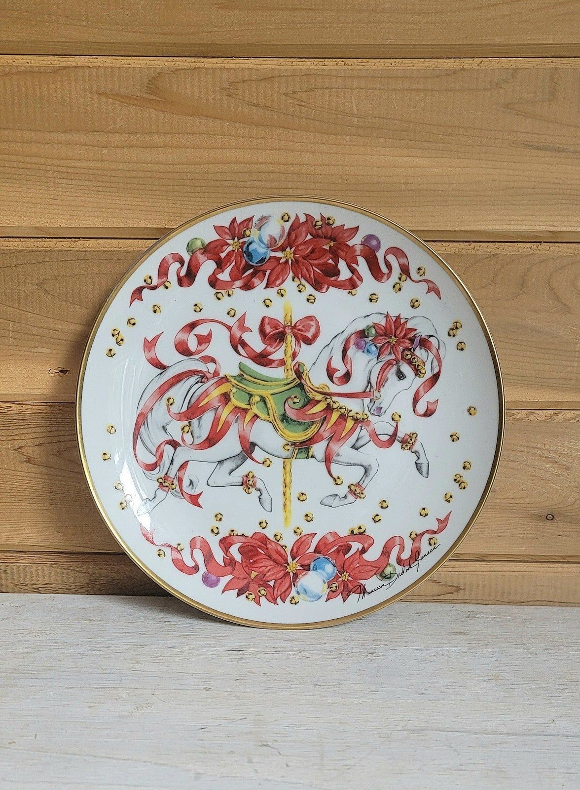 Primary image for Vintage Plate Christmas Steed Porcelain Franklin Mint 1991