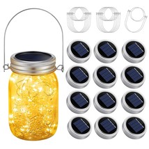 Solar Mason Jar Lights Lids, 30 Led Solar Fairy Lights For Mason Jars, Outdoor H - £43.49 GBP
