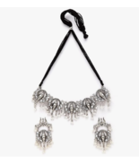 Eivri Oxidised Silver Ganesh Choker Necklace Set for Women &amp; Girls (Silver) - £24.40 GBP