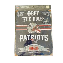 NFL New England Patriots Metal Embossed Distressed Obey The Rules Tin Sign 14.5&quot; - £19.77 GBP