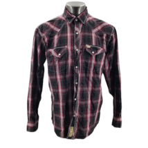 Larry Mahan Mens Cowboy Collection Pearl Snap Western Shirt Plaid Sz L - £29.91 GBP