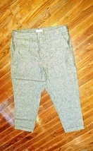 Meraki Pants Heather Black Women Linen Blend Cropped Size Large - $30.70