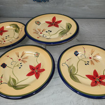 HD Designs Simone Salad Dessert Plate Set of 4 Yellow Multicolor Floral ... - £15.94 GBP