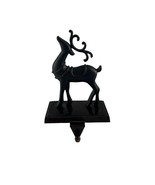 Black Metal Reindeer Stocking Holder Hanger Christmas 6&quot; Tall Holiday Ma... - £14.06 GBP