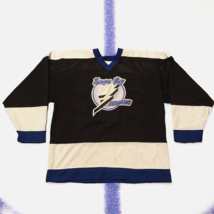 Vtg Tampa Bay Lightning CCM Black Hockey Jersey Size XL Old Logo Black White Blu - $47.95