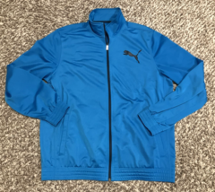 Puma Track Jacket Mens XL Blue Full Zip Long Sleeve Pockets Logo Running... - $28.51