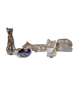 lot of 5 Crystal and glass cat figurines/ Paperweight  - $58.63 CAD