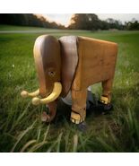 Vintage Elephant Boho Hand Carved Wood Plant Stands Side Table One Of A ... - $158.40