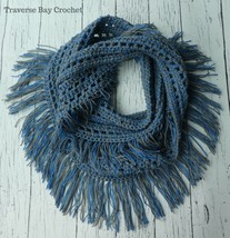 Crochet fringe infinity scarf pattern PATTERN ONLY - £6.25 GBP