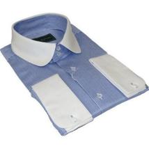 Men 100% Cotton Dress Shirt CIERO MONTERO Turkey 1A99-76 White Blue Slim Fit image 7