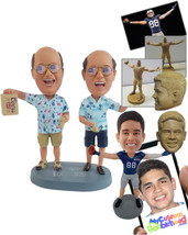 Personalized Bobblehead Married male couple on vacations wearing Hawaiian shirts - £124.24 GBP