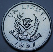 Congo DR, Likuta, 1967 Gem Unc~Leopards Head~Scarce~1st Year - £3.26 GBP
