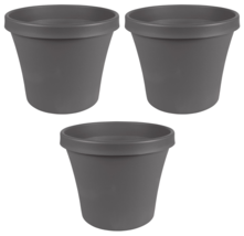 Bloem TR12908 TerraPot Planter, 10.7&quot; H x 12.8&quot; D, Resin, Charcoal (3-Pack) - $39.59